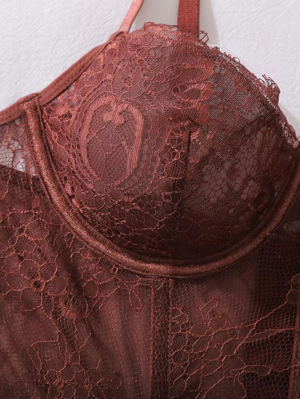 Mocha Brown Lace Lingerie Set - Picture 3 of 5